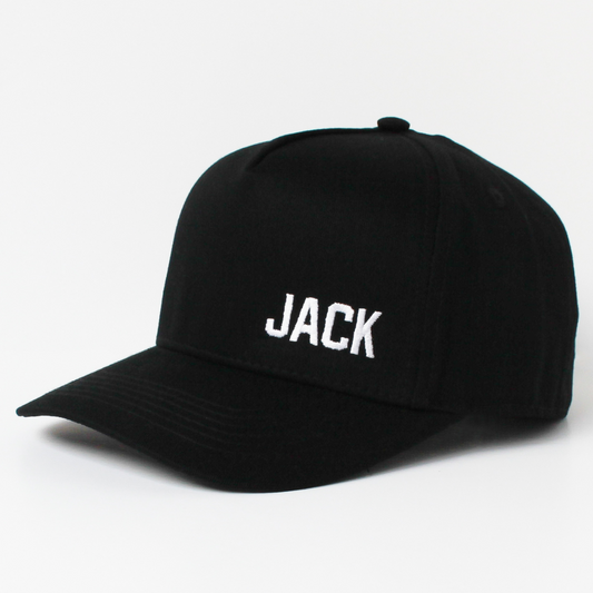black personalised hat with full name, father and son matching snapback hats