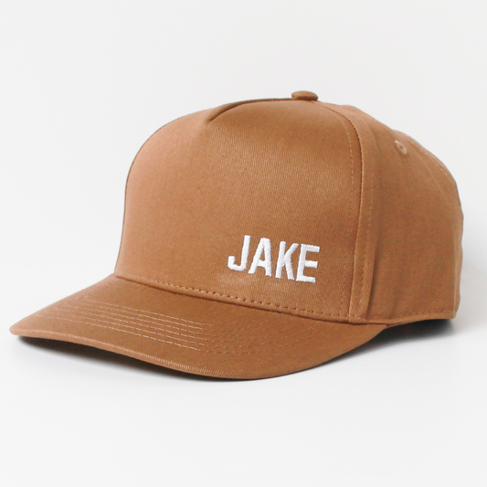 personalised customised brown / mocha snapback hat for kids and adults